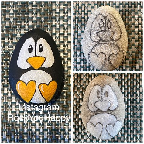 Small Rock Art Ideas, Penguins Painted On Rocks, Rock Painting Ducks Stones, Pet Rock Ideas Diy, Rock Painting Patterns Free Printable, Mini Painted Rocks, Rock Painting Animals Easy, Penguin Painted Rocks, Painted Rocks Animals Easy