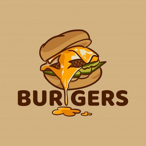 Fast Food Logo Ideas, Fast Food Logo Design Ideas, Food Cartoon Illustration, Fast Food Illustration, Burger Drawing, Burger Vector, Yuumei Art, Burger Cartoon, Logo Design Graphics