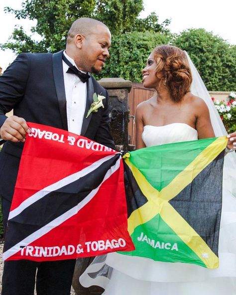 Trinidad and Tobago 🇹🇹 and Jamaica 🇯🇲 Flag Wedding Trinidad And Tobago Aesthetic, Trinidad Wedding, Island Gyal, Jamaica Flag, Puerto Rican Pride, York Travel, Caribbean Wedding, Pics Ideas, Island Vibes