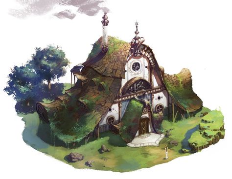 elf house, sehee park on ArtStation at https://www.artstation.com/artwork/La2Yl 3d Karakter, Urban Exploring, Building Concept, Elf House, Building Art, Fantasy House, Fantasy City, Fantasy Places, Fantasy Concept Art