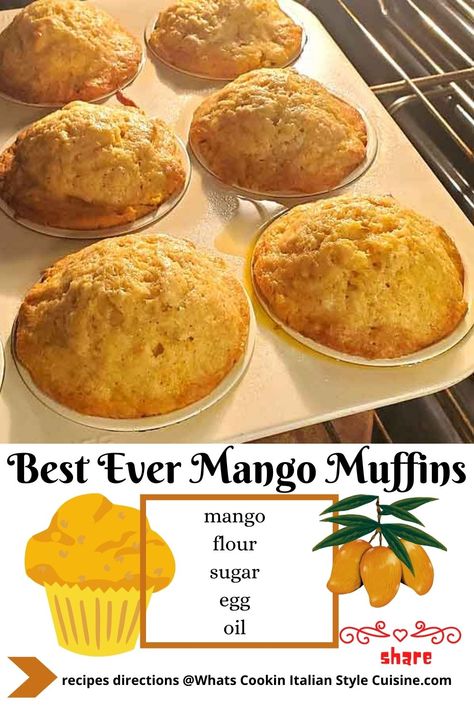 Best Ever Mango Muffin Recipe What To Make With Frozen Mango, Mango Oatmeal Muffins, Peach Mango Muffins, Leftover Mango Recipes, Baking With Mango, Recipes Using Canned Mango, Mango Scones Recipe, Recipes Using Mango Puree, Recipes Using Dried Mango