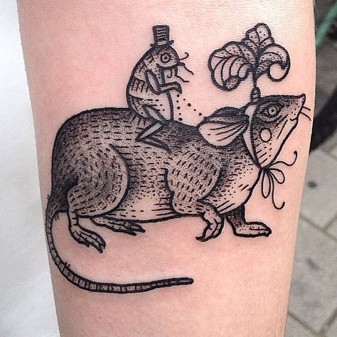 My circus flea goes to Nottingham! Save travels! Pearl Tattoo, Rat Tattoo, Etching Tattoo, Father Tattoos, Flash Designs, Small Tats, King Tattoos, Creepy Tattoos, Two Heads