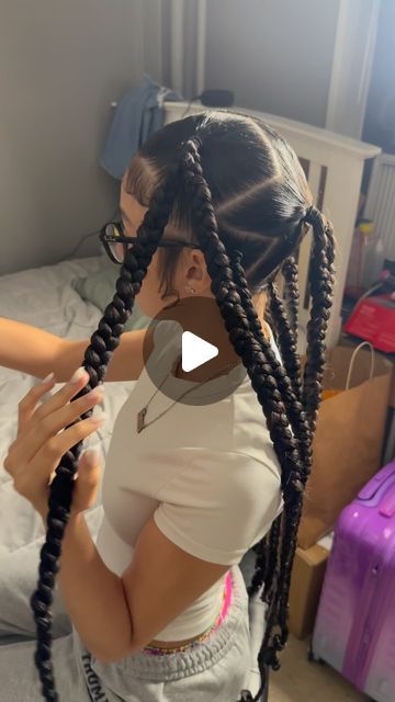 styledby.nahsjayx on July 16, 2023: "5 ⭐️’s only !! a little twist on the " jayda wayda braids" what ya think ? • • • • • #hairmodels #braids #knotless #sty...". Zig Zag Ponytail Braids, Jada Braids Tiktok, How To Do Jada Wayda Braids, Jada Wada 5 Braids, Jayda Way Da Braids, Jayda Wayda Braids With 2 On Each, Jayda Wayda Braids 4 Parts, Quick And Easy Hairstyles Braids, North West Braids