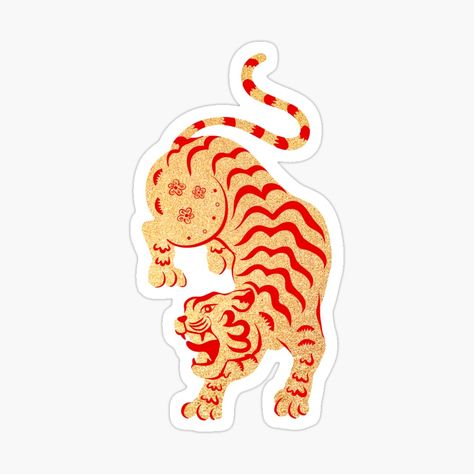 Red Stikers Aesthetic, China Stickers Printable, Chinese Stickers Printable, Scorpion Sticker, Tiger Stickers Printable, Tiger Year, Chinese Tiger, Tiger Sticker, Sticker Design Inspiration