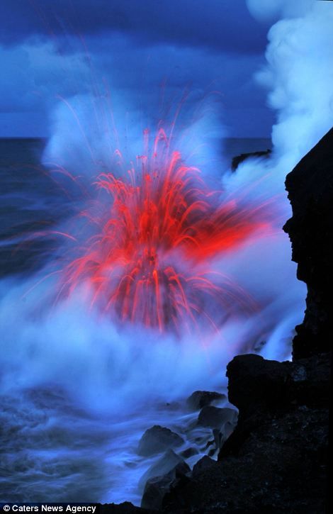 Flame Pictures, Ice Volcano, Lava Flow, Natural Phenomena, In The Ocean, Amazing Nature, Natural Wonders, Volcano, Beautiful World