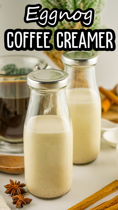 Homemade Eggnog Coffee Creamer, Diy Coffee Creamer With Heavy Cream, Diy Creamer Coffee, Eggnog Creamer, Condensed Milk Coffee Creamer, Eggnog Coffee Creamer, Flavored Coffee Creamer Recipes, Creamer Homemade, Eggnog Coffee