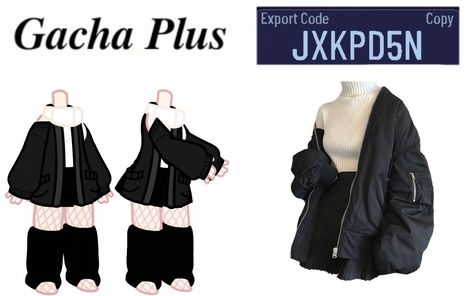 Gacha Club Outfit Streetwear, Gacha Club Baggy Outfit, Gacha Club Outfit Ideas Y2k Codes, Gacha Club Cafe Worker Outfits, Gacha Club Outfit Ideas Goth, Black Gacha Life Outfits, Hot Gacha Outfits, Gacha Club Outfit Casual, Gacha Club Jacket Ideas