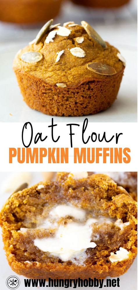 Oat flour pumpkin muffins are hearty, delicious healthy pumpkin muffins made with just a few simple ingredients! No refined flour, sugar, butter, or dairy! #pumpkinmuffins #pumpkinmuffinseasy #pumpkinmuffinshealthy #pumpkinmuffinrecipes #oatflourrecipes #oatflourmuffins #oatflour #oatflourrecipeshealthyeasy #easyrecipeswithoatflour Oat Flour Pumpkin Muffins, Healthy Pumpkin Muffins, Oat Flour Recipes, Pumpkin Loaf, Starbucks Copycat, Gluten Free Muffins, Healthy Pumpkin, Healthy Muffins, Pumpkin Muffins