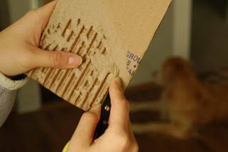 how to distress corrugated cardboard Corrugated Card, Corrugated Board, Cardboard Box Crafts, Cardboard Sculpture, Corrugated Paper, Christmas Journal, How To Age Paper, Puffy Stickers, Double Stitch