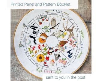 January Embroidery Pattern : Calendar to Embroider Seasons - Etsy UK Phenology Wheel, Months And Seasons, Wheel Of The Year, Dmc Floss, Butterfly Flowers, Hoop Art, Pattern Download, Embroidery Kits, Embroidery Hoop