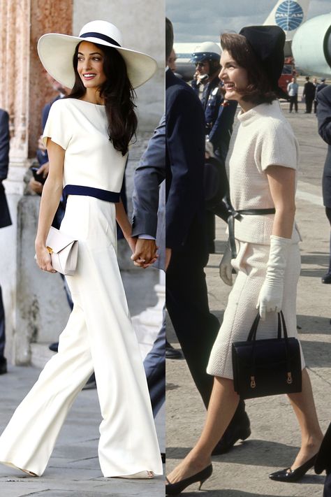 The Wondrously Immaculate Disembarking Outfit  - MarieClaire.com Jackie O Style, Solange Knowles, Annie Leibovitz, Amal Clooney, George Clooney, Mode Inspo, Looks Chic, Chic Dress, Look Fashion