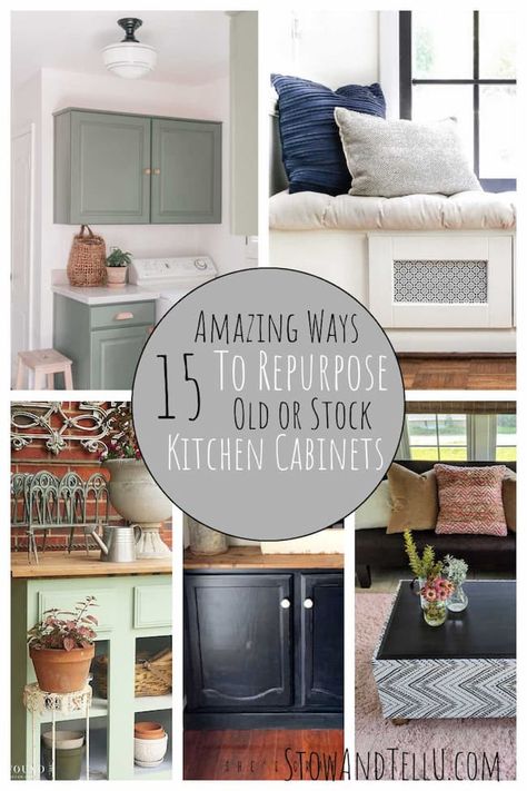 Repurpose Upper Kitchen Cabinets, Repurpose Old Kitchen Cabinets, Reusing Kitchen Cabinets Ideas, Repurposing Kitchen Cabinets, Repurposed Kitchen Cabinets Upcycling, Reusing Kitchen Cabinets, Extra Cabinets Ideas, Salvaged Kitchen Cabinets, Repurpose Old Cabinets