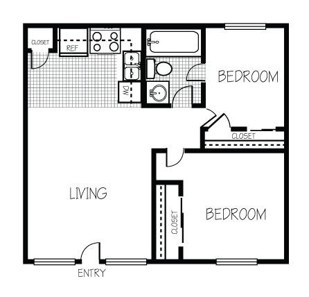 Bedroom floor plans, Small homes and Living spaces on Pinterest Basement Suite, 2 Bedroom Floor Plans, Rendered Floor Plan, 2 Bedroom House Plans, Apartment Floor Plan, Plans Architecture, Cabin Floor Plans, Small House Floor Plans, Apartment Floor Plans