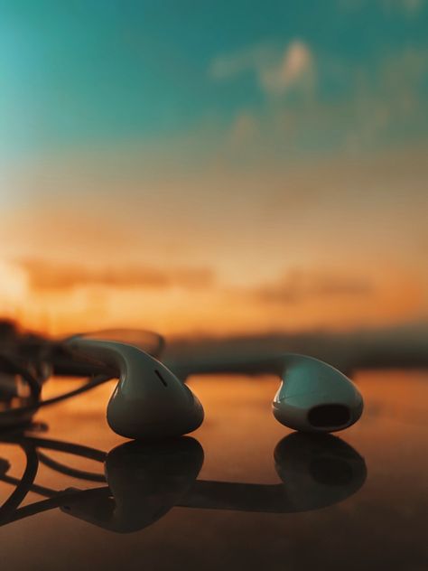 Nature, Phone With Earphones Photography, Earphones Aesthetic Photography, Ear Phone Wallpaper, Headphones Images, I Phone Pic, Earphones Photography, Ear Phones Aesthetic, Magical Pond