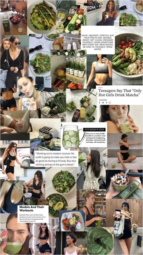 that girl, vision board, work out, it girl, healthy mood board Green Juice Girl, Sushi Wrap, Women Cardio Workout, Diet Soup Recipes, Water Wallpaper, Cucumber Water, Healthy Lifestyle Habits, Gym Girl, Healthy Food Motivation