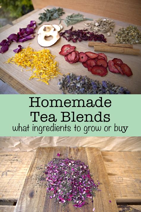 8 soothing and fragrant loose-leaf tea recipes you can make with homegrown or store-bought ingredients. Create your own herbal, fruity, or spiced blends. Homemade Tea Blends, Tea Recipes Loose Leaf, Herbal Tea Recipes Homemade, Tea Blends Recipes, Herbal Tea Garden, Herbal Tea Recipes, Teas Recipes, Herbal Remedies Recipes, Cold And Cough Remedies