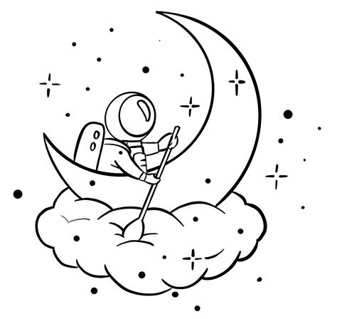 Cute Space Drawings, Drawing For Journal, How To Draw Space, Drawing Words, Astronaut Drawing, Space Doodles, Moon Coloring Pages, Space Coloring Pages, Space Drawings