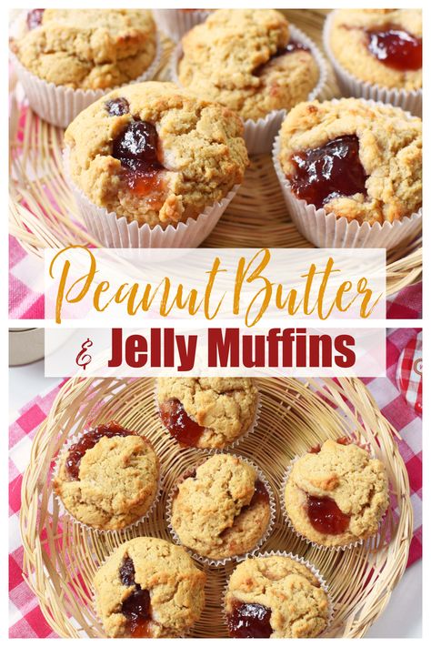 Freezer Muffins, Peanut Butter And Jelly Muffins, Peanut Butter Muffins Recipes, Jelly Muffins, Peanut Butter Muffins, Grain Recipes, Simple Muffin Recipe, Kids Homemade, Sweet Muffin