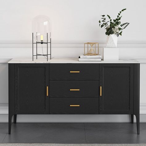 Modern Black Sideboard, Black Sideboard Buffet, Decoration Buffet, Modern Sideboard Buffet, Black Buffet, Doors Kitchen, Dining Room Sideboard, Dining Room Buffet, Side Board