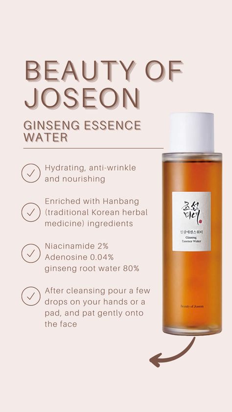 Ginseng Toner, Beauty Of Joseon Ginseng Essence, Ginseng Essence Water, Ginseng Essence, Skin Care For Men, Makeup Pinterest, Moisturizing Skin Care, Skin Korean, Korean Skin Care Secrets