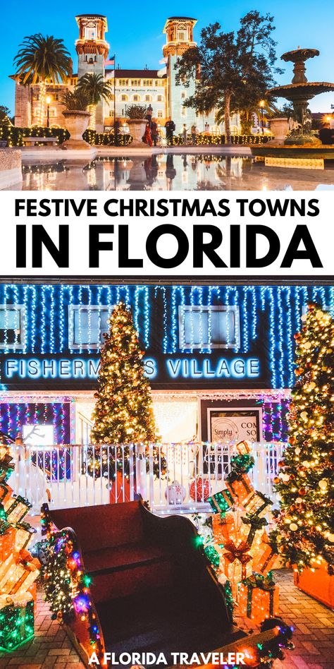 Want to celebrate Christmas in one of Florida's charming and festive Christmas Towns? There are towns that love to celebrate Christmas with lights, decorations, and festivities. If you are traveling Florida in December be sure to stop by some of these Christmas towns! Christmas In Florida Aesthetic, Florida Christmas Aesthetic, Florida In December, Christmas In Florida, Christmas Florida, Best Places In Florida, Christmas Trips, New Orleans Christmas, Christmas Travel Destinations