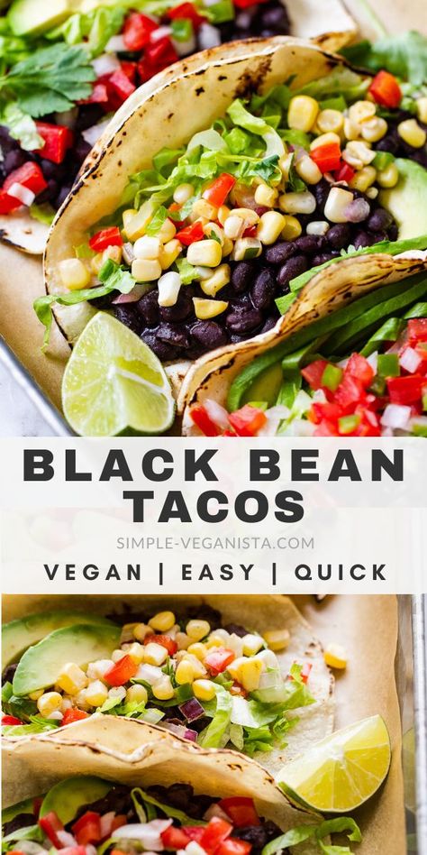 Clean Eating Vegetarian, Fat Oil, Black Bean Tacos, Vegetarian Tacos, Bean Tacos, Vegan Black Bean, Healthy Tacos, Vegan Tacos, Quick Snack