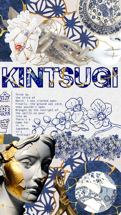 #kintsugi #lanadeleray #didyouknowthattheresatunnelunderoce #art Blue And White, Collage, Blue, White, Art