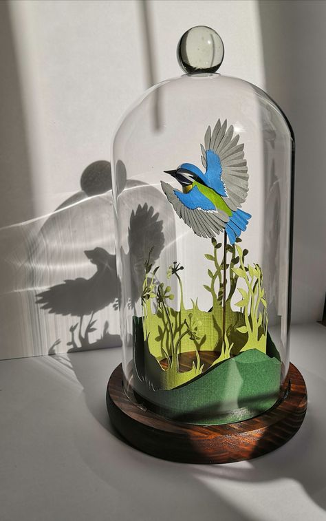 Bell Jars Dnd Pets, Terrarium Craft, Red Robins, Bell Jars, Diy Envelope, The Bell Jar, Insect Art, Assemblage Art, Kirigami