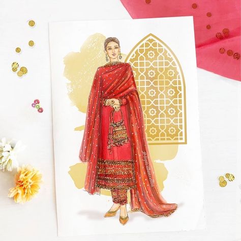 Background Ideas For Fashion Illustration, Fashion Illustrations With Background, Background For Illustration Fashion, Party Wear Illustration Fashion, Indian Fashion Illustration Sketches, Indian Traditional Suits, Fashion Illustration Background Ideas, Suit Fashion Illustration, Indian Illustration Art