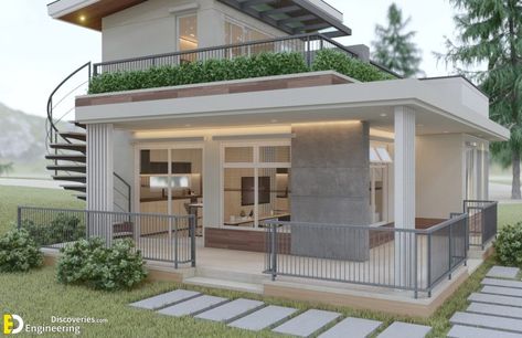 119SQ.M. Bungalow House Design Plans 10.0m x 8.0m With 2Bedroom | Engineering Discoveries Small Village House Design, Farmhouse Layout, House Design Plans, Rooftop Patio Design, Simple Floor Plans, Building Design Plan, Modern Bungalow House Design, Small Bungalow, Small Balcony Design