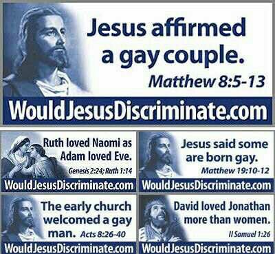 Wouldjesusdiscriminate.com...always need to brush up on relevant passages for conversation later.... Humour, Jesus Quotes, Jesus Loves, Be Clean, Gay Memes, Gay Marriage, Faith In Humanity, How Can, Verses