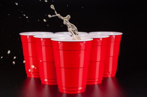 The arrangement of red plastic cups for ... | Premium Photo #Freepik #photo #beer #red #game #friends Red Plastic Cups, Beer Pong Cups, Diy Movie Night, Beer Bong, Photo Arrangement, Cup Games, Red Cup, Creative Advertising Design, Beer Party