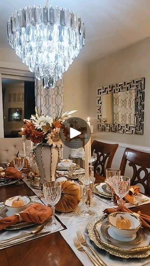 3.8K views · 1.1K reactions | Fall inspiration 

In a few weeks we'll be decorating for fall. I hope you're inspired.

Happy Sunday friends 🧡 

#falldecor #falldesign #fallinspo #tablescapes #homedesign #exploredecor #decorideas
#designdetails #glamdecor #designdetails | Sandy | Orsinibeats · Caribbean Afrobeat (Instrumental) Fall Formal Dining Table Decor, Fall Decor For Round Dining Table, Fall Dinning Room Tables, Glass Dining Table Fall Decor, Silver Fall Tablescape, Fall Dining Room, Happy Sunday Friends, Fall Inspo, Glam Decor