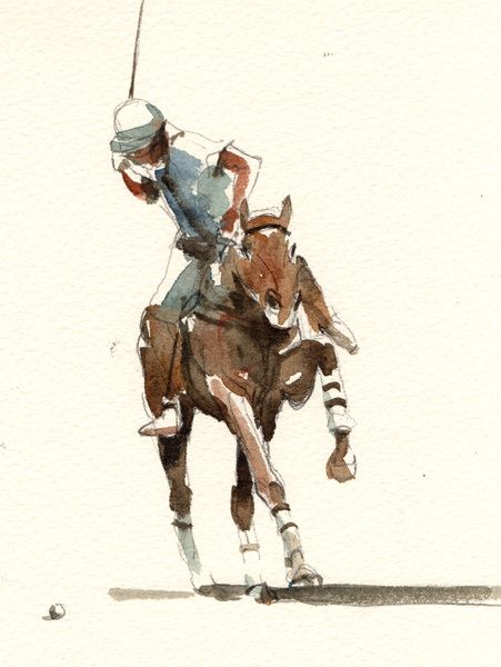 Polo1 by  Tony Belobrajdic Polo Artwork, Polo Painting, Polo Tattoo, Tony Belobrajdic, Watercolor Horse Painting, Sports Painting, Polo Horse, Art Assignments, Pop Art Drawing