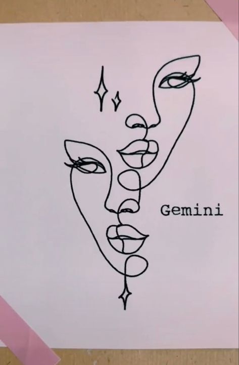 Gemini Tattoo Outline, Black Goddess Tattoo Stencil, Gemini Tattoo Sketch, Gemini Tattoo Drawings, Gemini Tattoo Two Faces, Gemini Line Tattoo, Gemini Inspired Tattoos For Women, Gemini 2 Face Tattoo, Gemini Drawing Easy