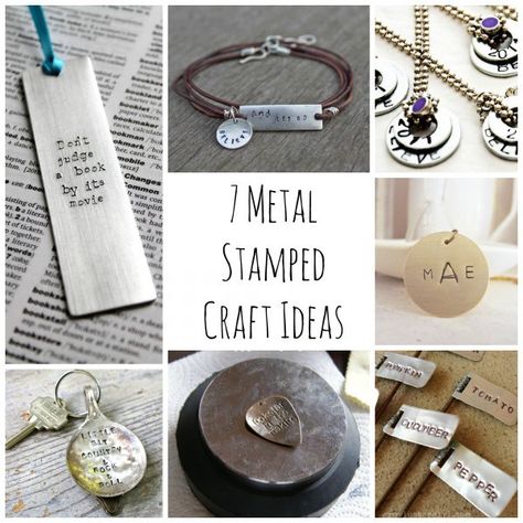 7 Metal Stamped Craft Ideas Metal Stamped Jewelry Diy, Metal Jewelry Diy, Bead Techniques, Jewllery Ideas, Metal Stamping Projects, Metal Stamped Bracelet, Metal Jewelry Handmade, Impress Art, Metal Stamping Diy