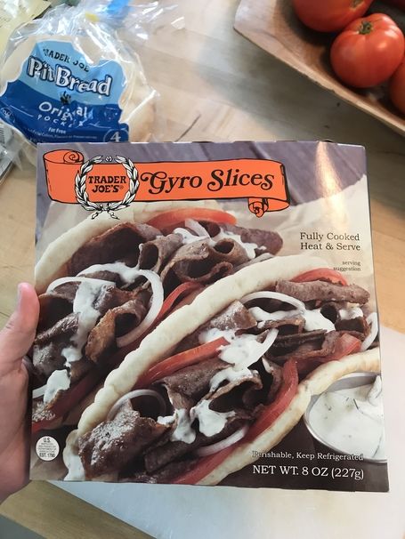 How To Make High Quality Gyros Using Only Trader Joe's Ingredients Recipes Trader Joes, Low Carb Grocery, Gyro Recipe, Trader Joes Recipes, Mom Of 2, Filling Snacks, Breakfast Wraps, Quick Appetizers, Sandwiches For Lunch