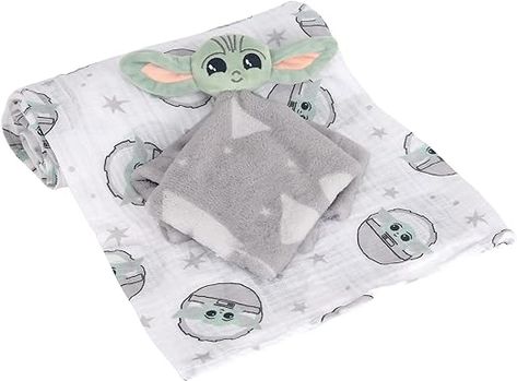 Amazon.com: Lambs & Ivy Star Wars Baby Yoda/The Child Swaddle Blanket & Lovey Gift Set : Baby Baby Gift Wrapping, Star Wars Nursery, Lambs & Ivy, Welcome Home Baby, Baby Dino, Dinosaur Plush, Muslin Swaddle Blanket, Best Baby Shower Gifts, Elephant Plush