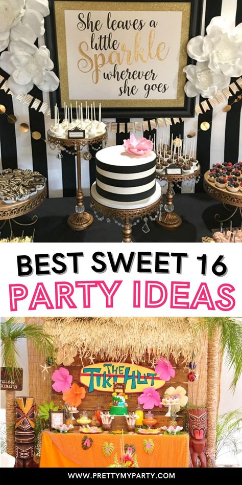 Best Sweet 16 Party Ideas and Themes Diy Sweet 16 Backdrop Ideas, Sweet 16 Party Dinner Ideas, Non Girly Sweet 16 Party, Low Key Sweet 16 Party Ideas, Decorations For Sweet 16 Party, Sweet 16 Glam Party Ideas, Modern Sweet 16 Party Ideas, Sweet 16 Outdoor Decorations, 16tg Birthday Party Ideas Sweet 16