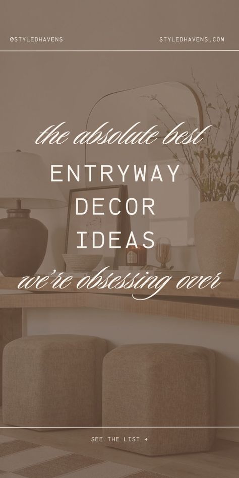 On the hunt for entryway ideas for your home? Whether your home entryway is small or really wide, you can implement these super stylish entryway decor ideas in ANY space! From entryway console tables to benches and beyond - these simple home decor tips will totally transform your space! (SAVE these entrance ideas to your interior design or home décor board for later!) Small Vestibule Ideas Entryway, Foyer Entryway Decor Ideas Modern, Spanish Modern Entryway, Entry Hooks And Bench, Vintage Foyer Ideas Entryway, Entryway Benches Ideas, Entryways Ideas Foyer, Shoes Entryway Ideas, Inviting Entryway Ideas