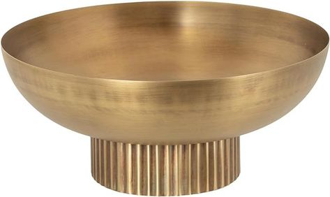 Kate and Laurel Rooks Ribbed Decorative Metal Bowl, 12 Inch Diameter, Brass, Modern Raised Fruit ... | Amazon (US) Key Bowl, Brass Bowl, Metal Bowl, Entryway Table, Decorative Metal, Fruit Bowl, Kitchen Counter, Plates And Bowls, Metal Decor