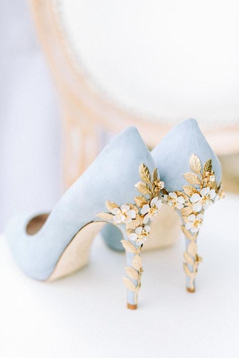 Floral Bridal Shoes, Hak Tinggi, 2nd Wedding, Dr Shoes, Blue Wedding Shoes, Fancy Shoes, Wedding Heels, Prom Shoes, Floral Bridal