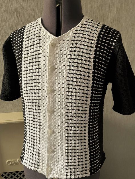 Block Stitch Top Crochet pattern by SeyhallCrochetDesign Crochet Menswear, Block Stitch, Block Crochet, Crochet Men, Shirt Blouses Women's, Crochet Shirt, Crochet Handmade, Summer Knitting, Knit Shirt