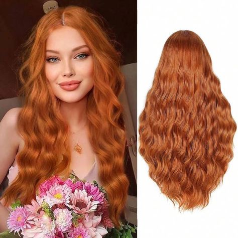 Pretty Redheads, Middle Part Wigs, Ginger Wig, Red Hairstyles, Body Wave Wigs, Amber Hair, Long Wavy Wig, Part Wigs, Oc Board