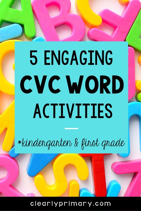 Are your students learning how to blend and segement CVC Words? Read this post for 5 engaging acitivities for CVC Word practice. Your students will love building CVC words with playdough or magnetic letters. How about CVC word searches or write the room? Add these fun and effective activities to your literacy centers for tons of phonics practice. Christmas Cvc Word Activities, How To Teach Cvc Words Kindergarten, Cvc Blending Activities, Word Activities For Kindergarten, Cvc Practice, Cvc Word Games, Cvc Word Practice, Chalk Activities, Writing Cvc Words