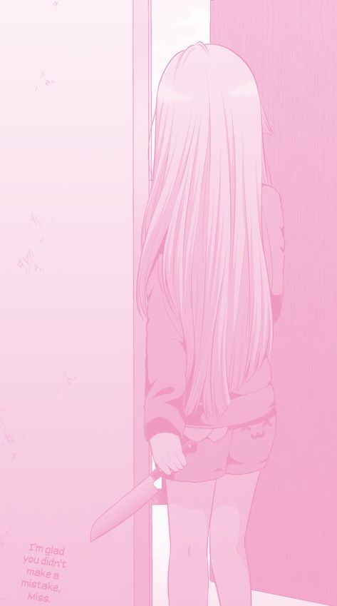 Hair, Pink, Yandere Aesthetic, Pink Knife, Aesthetic Pin, Dangerous Love, A Girl, Anime Wallpaper, Wall