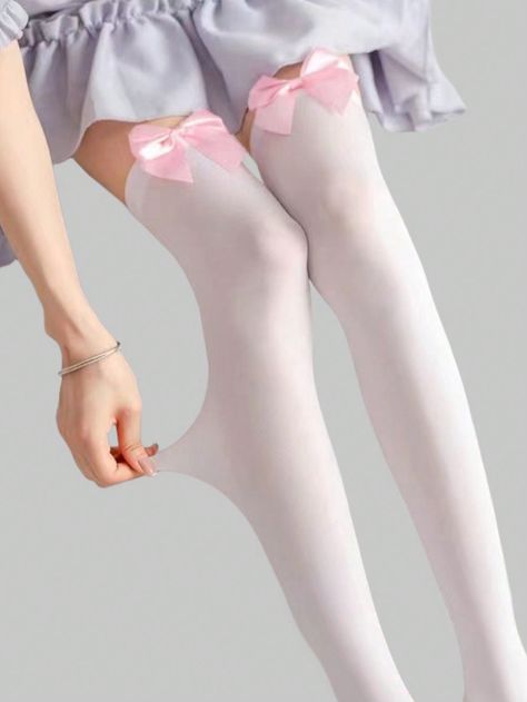 ROMWE Kawaii 1pair Women'S Knee High Socks With Pink Bow For Valentine'S Day, All SeasonsI discovered amazing products on SHEIN.com, come check them out! Romwe Kawaii, Pink Knee High Socks, Womens Knee High Socks, Pink Bows, Mesh Skirt, Long Socks, Knee High Socks, Pink Bow, San Valentino