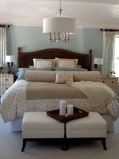 Cape Cod Retreat Home--The color in this room is Benjamin Moore - Harbor Haze 2136-60 Harbor Haze, Beach Style Bedroom, Wood Bedroom Furniture, Bedroom Black, Bedroom Paint, Master Bedrooms Decor, Rustic Bedroom, Remodel Bedroom, White Bedroom