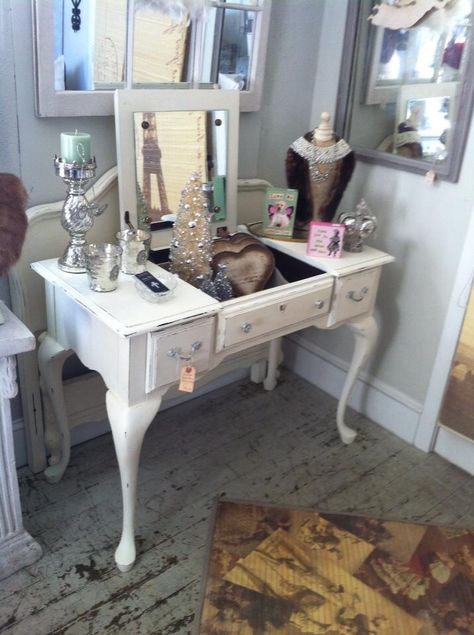 Cottage Home, Vintage flip top vanity French Provincial Dresser Makeover, Restored Furniture, Provincial Dresser, French Provincial Dresser, Vanity Makeover, Furniture Flips, Vanity Ideas, Mirror Vanity, Diy Vanity