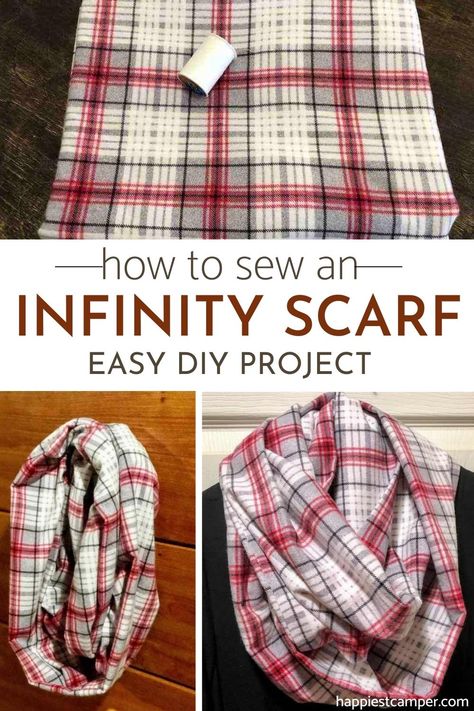 Fleece Scarf Pattern, Fleece Sewing Projects, Diy Infinity Scarf, Infinity Scarf Knitting Pattern, Scarf Sewing Pattern, Sewing Scarves, Sew Christmas, Projects To Sell, Flannel Scarves